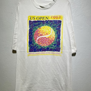 Vintage 90s US Open 1992 Tennis T-Shirt Mosaic Ball Design Sports Memorabilia Tee Size XL Vintage Tournament Shirt Vintage Tennis Fan Tee