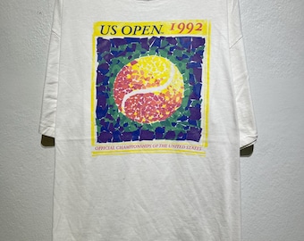 Vintage 90s US Open 1992 Tennis T-Shirt Mosaic Ball Design Sports Memorabilia Tee Size XL Vintage Tournament Shirt Vintage Tennis Fan Tee