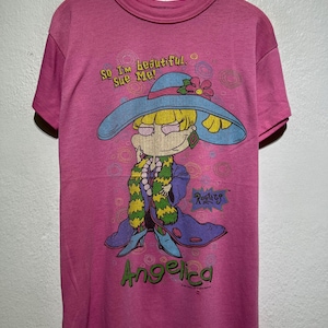 Vintage 90s Rugrats Angelica So I'm Beautiful Sue Me Shirt Size XS Rare Nickelodeon Character Tee Purple Cartoon Girl 90s TV Graphic