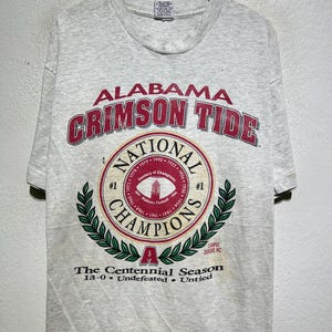 Vintage 1993 Alabama Crimson Tide T-Shirt L National Champions NCAA College Football SEC University Undefeated Centennial Season Team