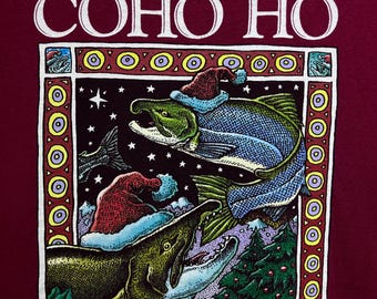 Vintage 2000s Ray Troll T-shirt XL Coho Ho Humpy Holidays