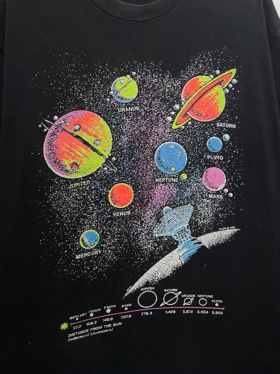 ⭐︎90〜00s Vintage Solar System Anvil Tee VTG Vintage 90s Human I Tees Solar System Astronomy Anvil