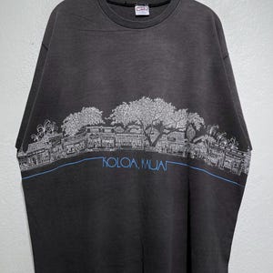 Vintage des années 90 Koloa Kauai Hawaii boutiques locales pittoresque ville T-Shirt taille XL vintage île chemise Hawaii Sketch Art Tee carte des rues souvenir