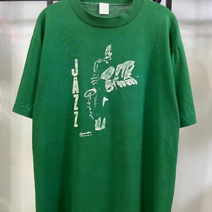 Vintage 1982 jazzmuziek saxofoon T-shirt Coomber Jazz Club Sax-speler Tee 80s Jazz Festival Band muzikant shirt maat XL