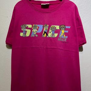 Vintage 90s Space Mice Tee Size M It's a Girl Thang! Cartoon Graphic Pink T-Shirt