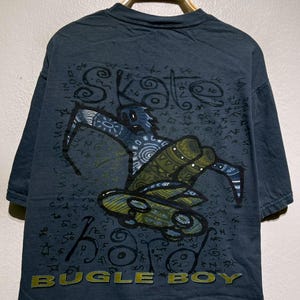 Vintage 90s Bugle Boy Skateboarding Cartoon T-Shirt Size L Vintage Skate Tee, Vintage Skater Shirt, Vintage Streetwear