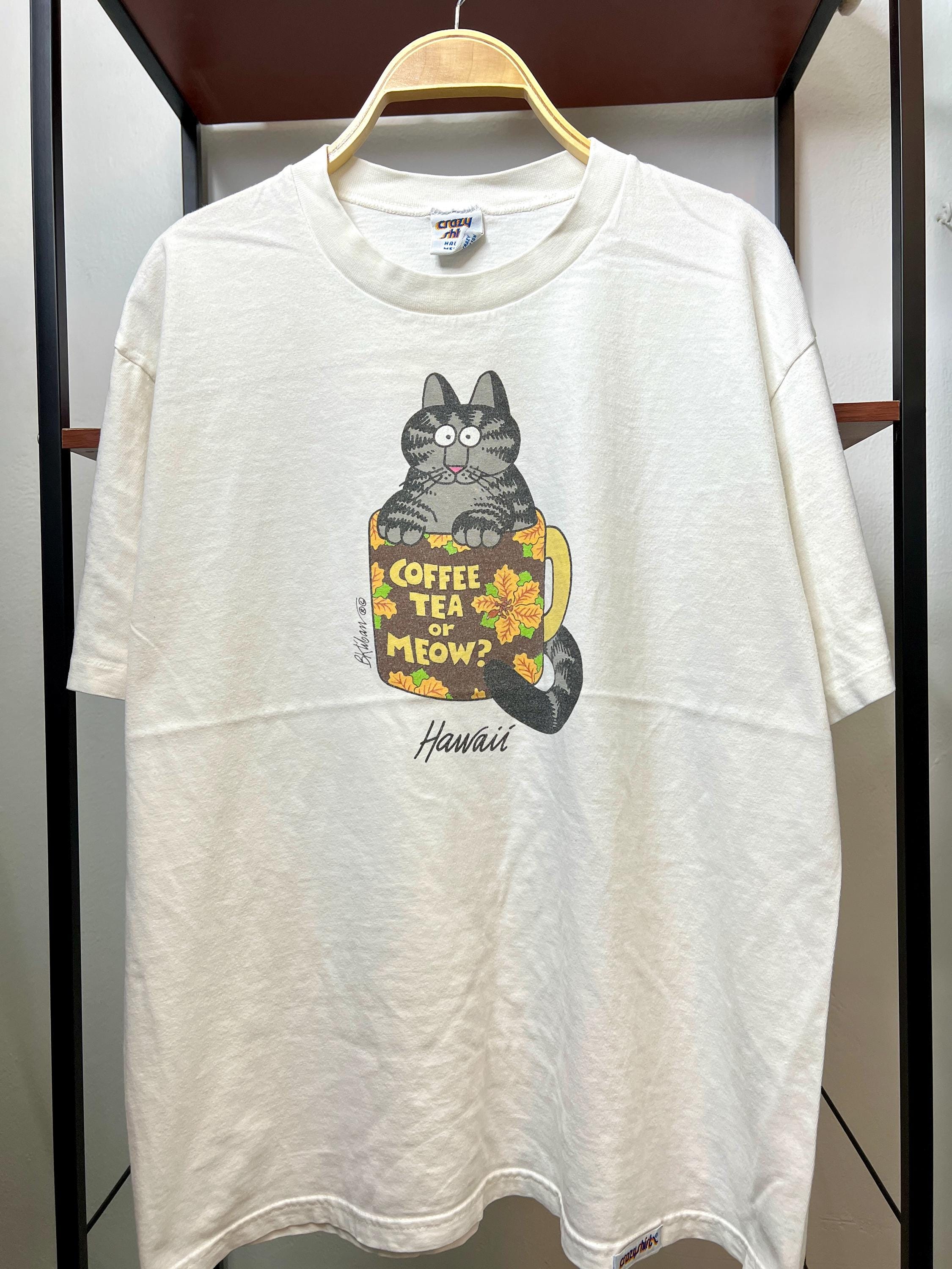 Vintage 90s Crazy Shirts Hawaii Coffee Tea or Meow Cat T