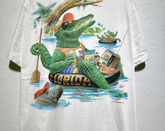 80s カナダ製 FLORIDA GATORS フットボール Tシャツ L 白 Vintage 90s Florida Gators 1996 National Champions T-Shirt