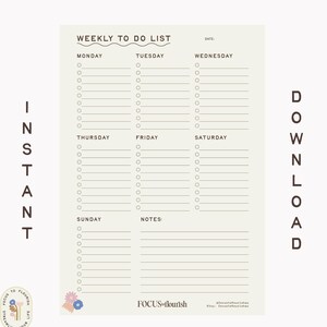 Weekly To Do List Printable, Weekly Printable Planner Template, Minimal Week Planner, Teacher Planner, Parent Planner, Office Planner
