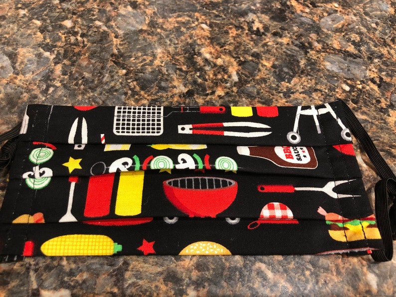 BBQ fabric face mask reusable washable image 0