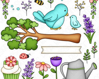 Flower Garden Clipart Set - Hand Drawn Digital Clipart - Gardening, Flower Garden, Mother's Day, Spring - Item# 9303
