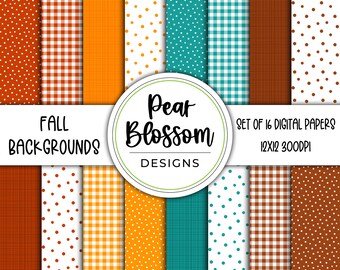 Fall Backgrounds Digital Scrapbook Paper 12x12 Pack - Set of 16 - Instant Download - Item# 8314