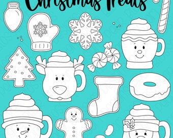 Christmas Treats Digital Stamps, Digistamps, Clipart - Instant Download - 7140