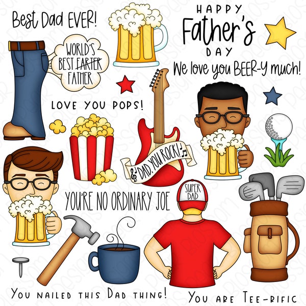 Father's Day Clipart Set - Hand Drawn Digital Clipart - Item# 9274