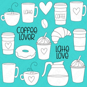 Coffee Lover -  Digital Stamps, Digistamps, Clipart - Instant Download - 7075