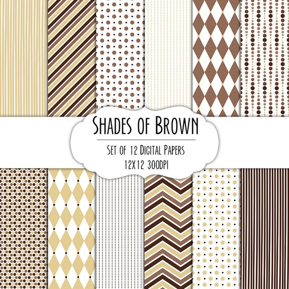 Shades of Brown Digital Scrapbook Paper 12x12 Pack Set of 12 Etsy