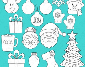 Christmas Icons Digital Stamps, Digistamps, Clipart - Instant Download - 7112