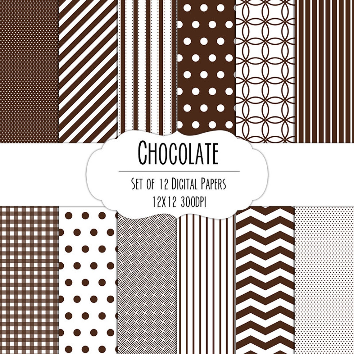 Chocolate Brown Digital Scrapbook Paper 12x12 Pack Set of 12 Etsy