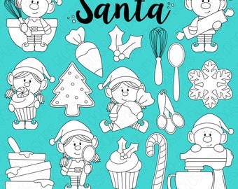 Elf Bakery Cookies for Santa Christmas Digital Stamps, Digistamps, Clipart - Instant Download - 7124