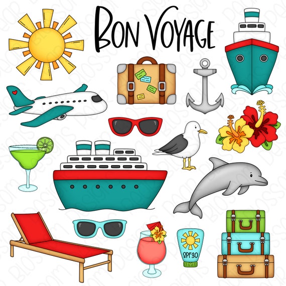 Bon Voyage Cruise Clipart Set Hand Drawn Digital Clipart Cruise Ship,  Dolphin, Vacation, Ship, Ocean Item 9231 - Etsy