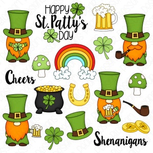 St. Patty's Day Handgezeichnete Digital Clipart - 18er Set - St. Patrick's Day, Kobold, Bier, Klee, Regenbogen - Sofort Download - Art.Nr.9203