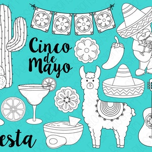 Cinco de Mayo Digital Stamps, Digistamps, Clipart - Instant Download - 7085