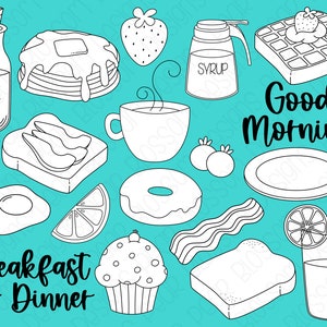 Breakfast Food Digital Stamps, Digistamps, Clipart Instant Download 7054 image 2