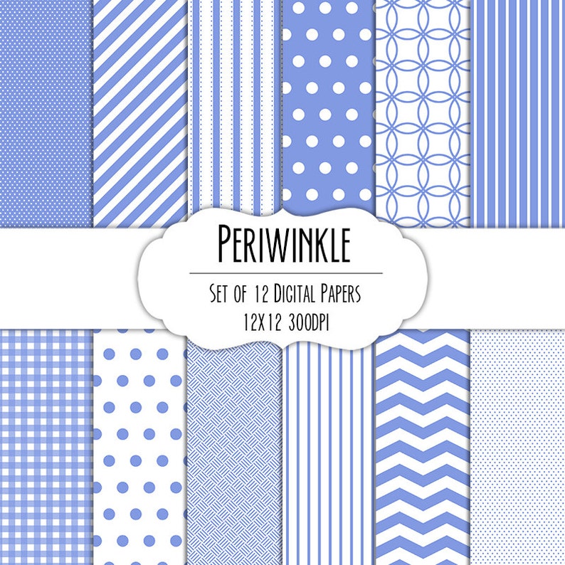 Download Periwinkle Blue Digital Scrapbook Paper 12x12 Pack Set Of 12 Etsy