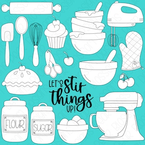 Cherry Bakery Digital Stamps, Digistamps, Clipart - Instant Download - 7131