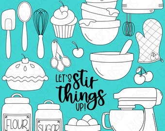 Cherry Bakery Digital Stamps, Digistamps, Clipart - Instant Download - 7131