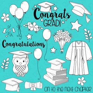 Graduierung Digitale Stempel, Digistamps, Clipart - Instant Download - 7126