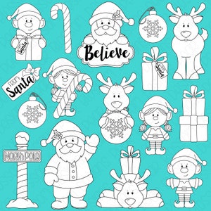 Santa&#39;s Helpers Christmas Digital Stamps, Digistamps, Clipart - Instant Download - 7109