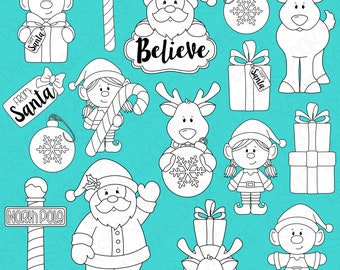 Santa's Helpers Christmas Digital Stamps, Digistamps, Clipart - Instant Download - 7109