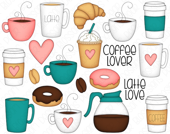Coffee Lover Hand Drawn Digital Clipart Set of 20 Coffee - Etsy