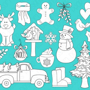 Farmhouse Christmas Digital Stamps, Digistamps, Clipart Instant Download 7111 image 2