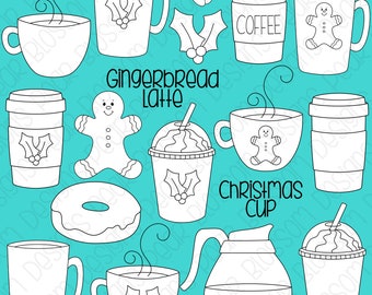 Gingerbread Latte Digital Stamps, Digistamps, Clipart - Instant Download - 7113