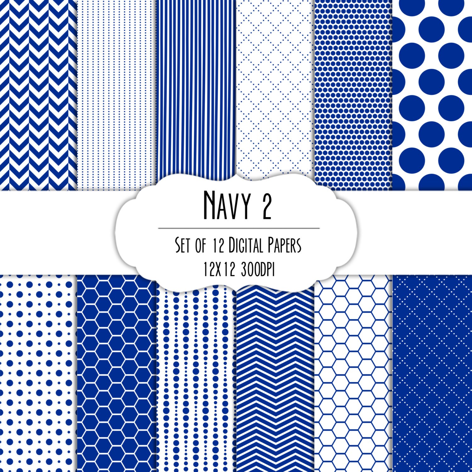 Navy Blue 2 Digital Scrapbook Paper 12x12 Pack Set of 12 Etsy