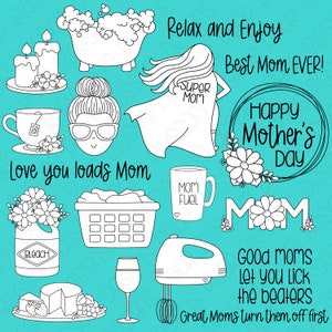 Selos digitais do Dia das Mães, Digistamps, Clipart - Download instantâneo - 7122