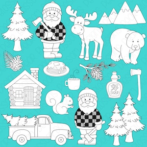 Lumberjack Digital Stamps, Digistamps, Clipart - Instant Download - 7063