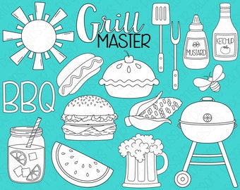 Barbecue Digital Stamps, Digistamps, Clipart - Instant Download - 7066