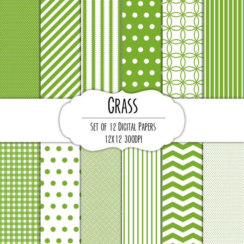 Green Grass Digital Scrapbook Paper 12x12 Pack Set of 12 Etsy