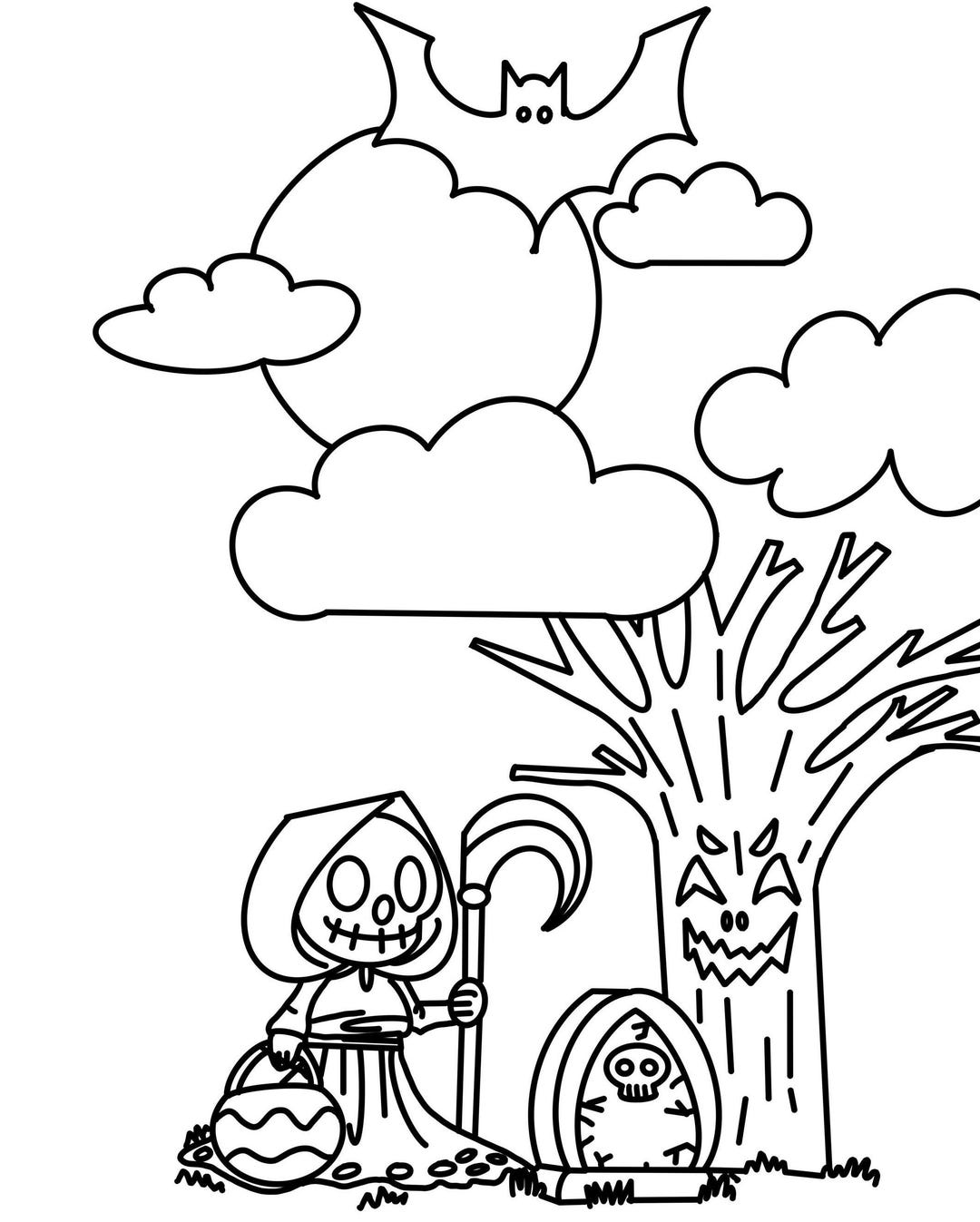 Halloween Coloring Page - Etsy