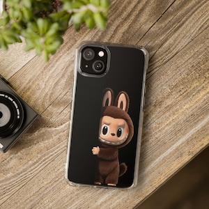 Labubu case, Cute Cartoon Character Magnetic Clear Impact Case, Phone Cover, Customizable Gift, Fun Accessory, Protection with Personality