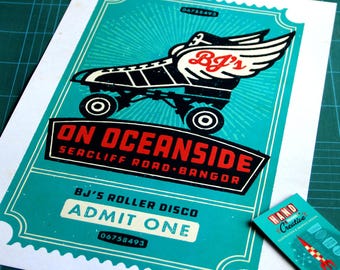 BJ's on Oceanside Roller Disco – Original Signed A3 Print
