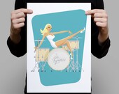 On Drums A Pinup A3 Artprint