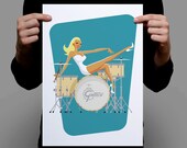 On Drums A Pinup A3 Artprint