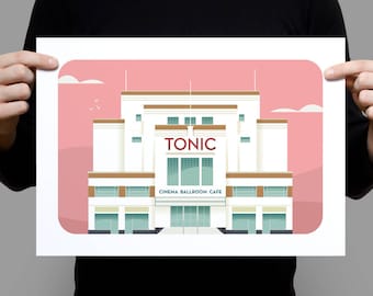 The Tonic – a retro illustration of an art-deco cinema in County Down