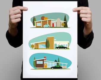 Bungalows hollywoodiens – A3 Artprint