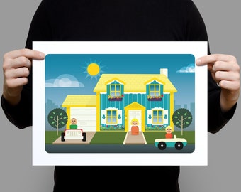 Inspired by Vintage Fisher – Price  Family Play House A3 Print