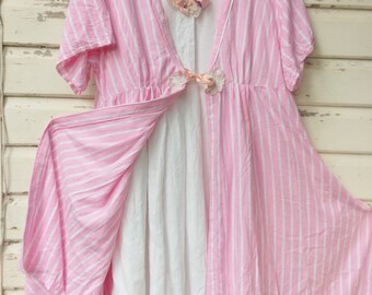 The pink magnolia Candy striped duster coat